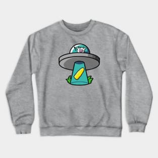 Corn-Loving Cow In A UFO Crewneck Sweatshirt